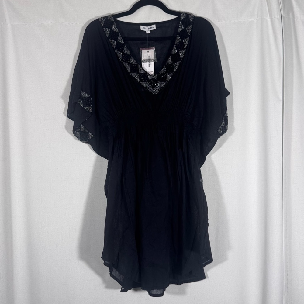NWT Rhona Sutton Black Beaded Top
